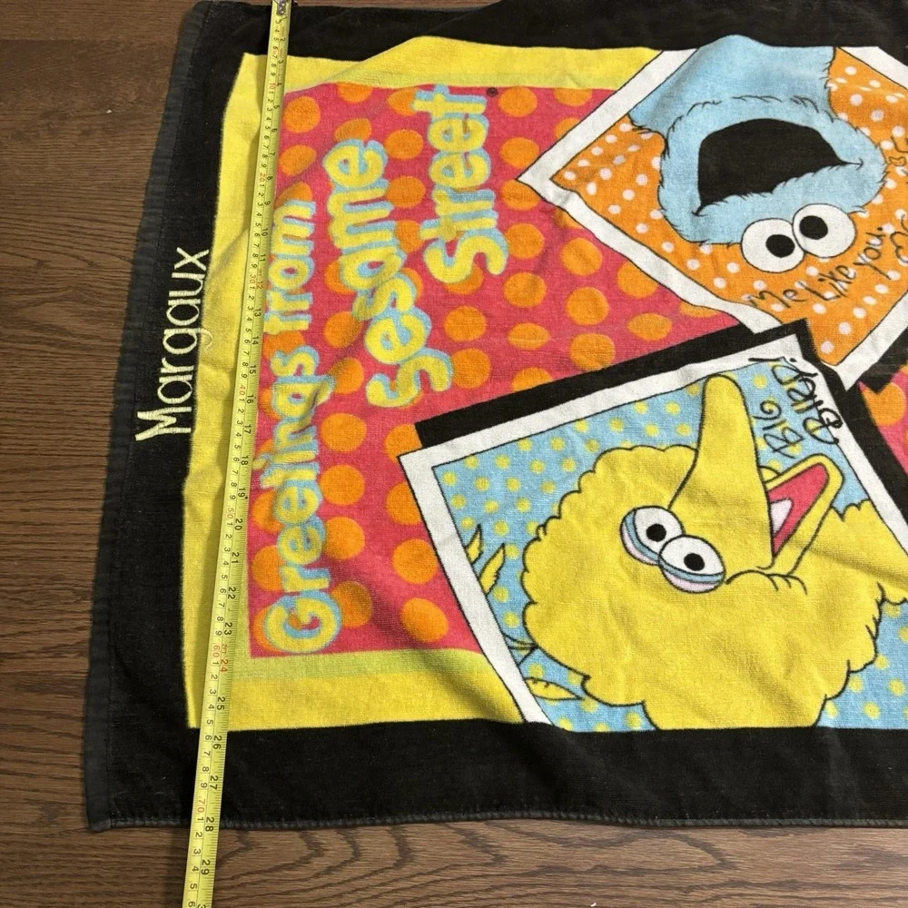 Vintage Sesame Street Beach Towel Elmo Cookie Monster Adult Size Bert Ernie 90s